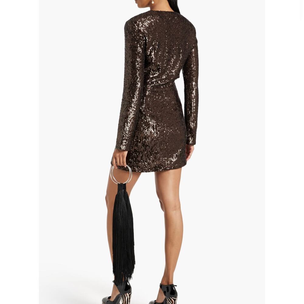 Jonathan Simkhai Monty Wrap Effect Sequin Mini Dr… - image 3